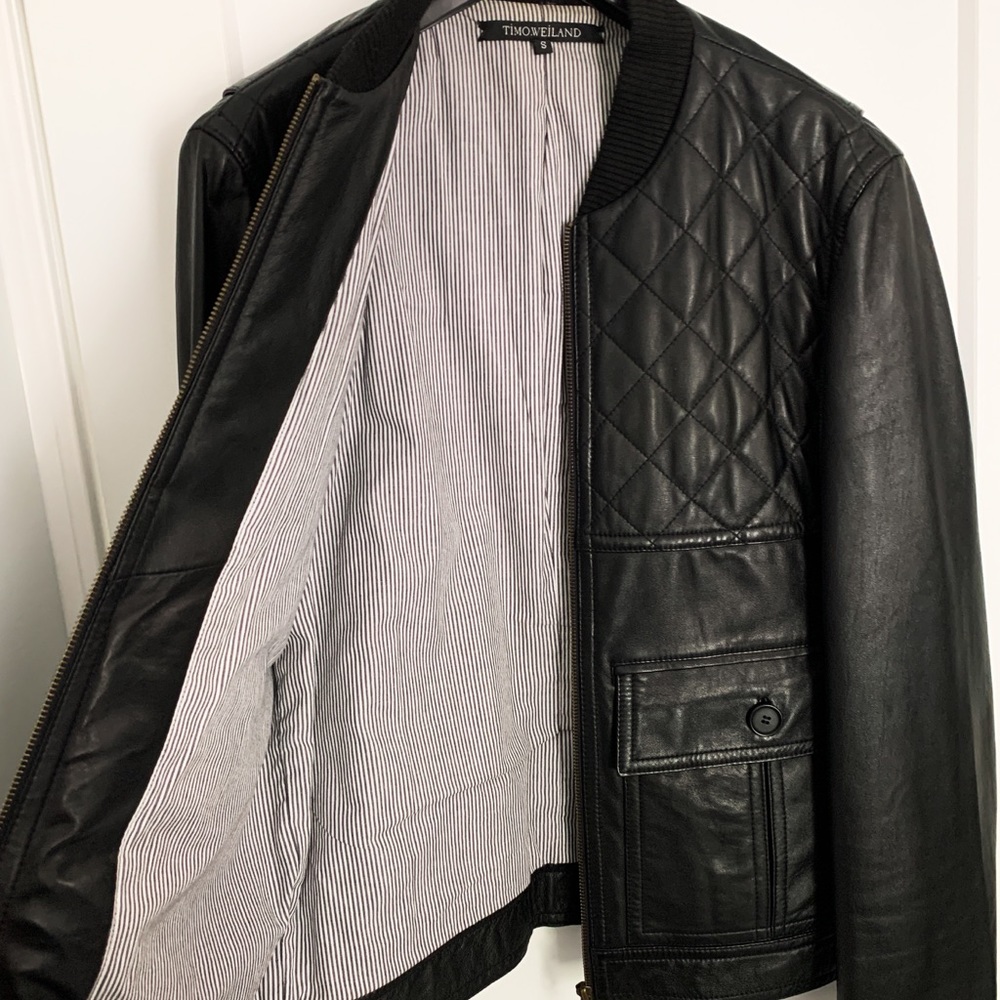 Timo Weiland Men’s leather quilted bomber jacket - Picture 3 of 8